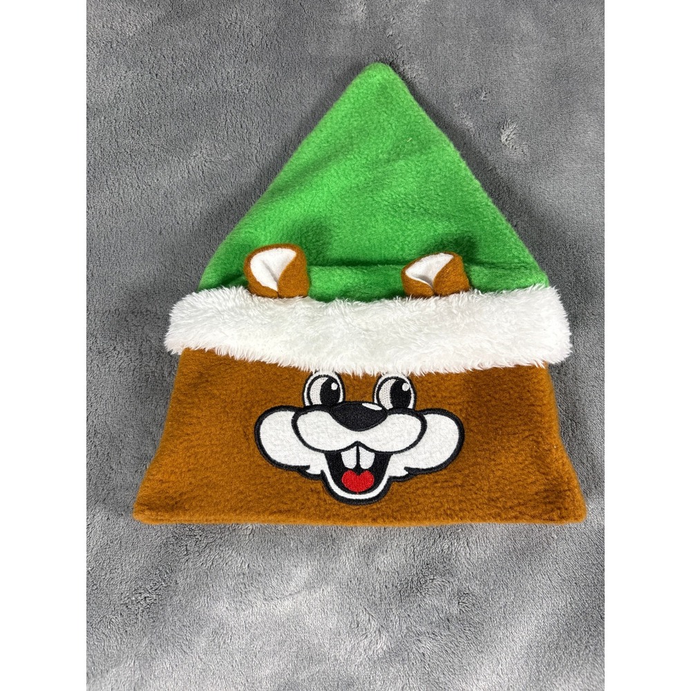 Buc-ee's Unisex Beaver Elf Hat One Size Green Brown Fleece Plush Trim Holiday